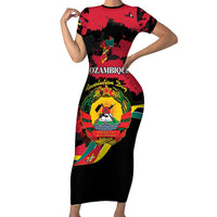 Personalized Mozambique Revolution Day Short Sleeve Bodycon Dress Coat Of Arms FRELIMO - Wonder Print Shop