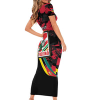 Personalized Mozambique Revolution Day Short Sleeve Bodycon Dress Coat Of Arms FRELIMO - Wonder Print Shop