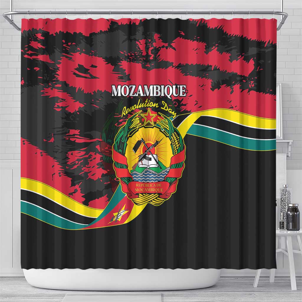 Mozambique Revolution Day Shower Curtain Coat Of Arms FRELIMO - Wonder Print Shop