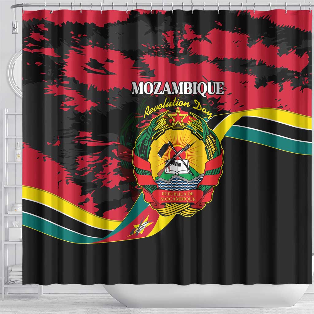 Mozambique Revolution Day Shower Curtain Coat Of Arms FRELIMO - Wonder Print Shop