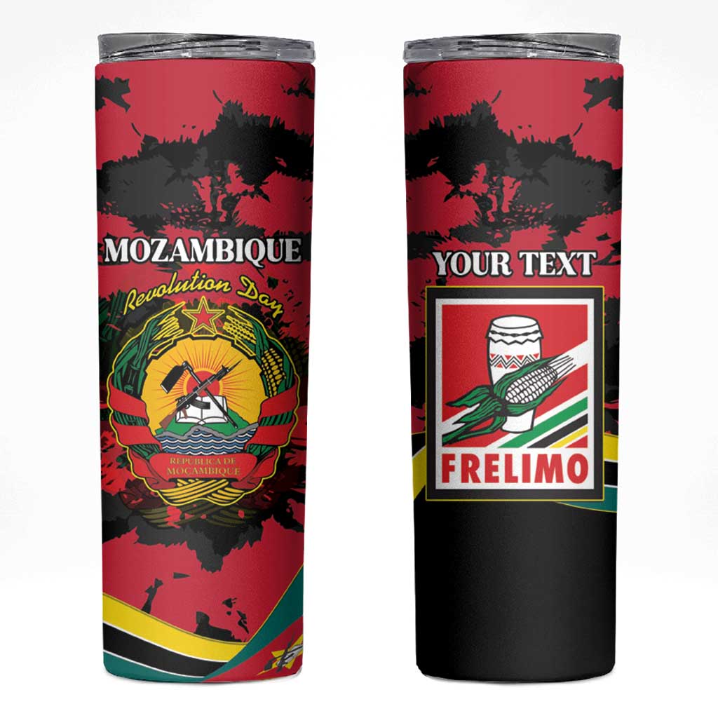 Personalized Mozambique Revolution Day Skinny Tumbler Coat Of Arms FRELIMO - Wonder Print Shop