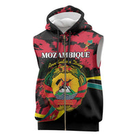 Personalized Mozambique Revolution Day Sleeveless Zip Hoodie Coat Of Arms FRELIMO - Wonder Print Shop