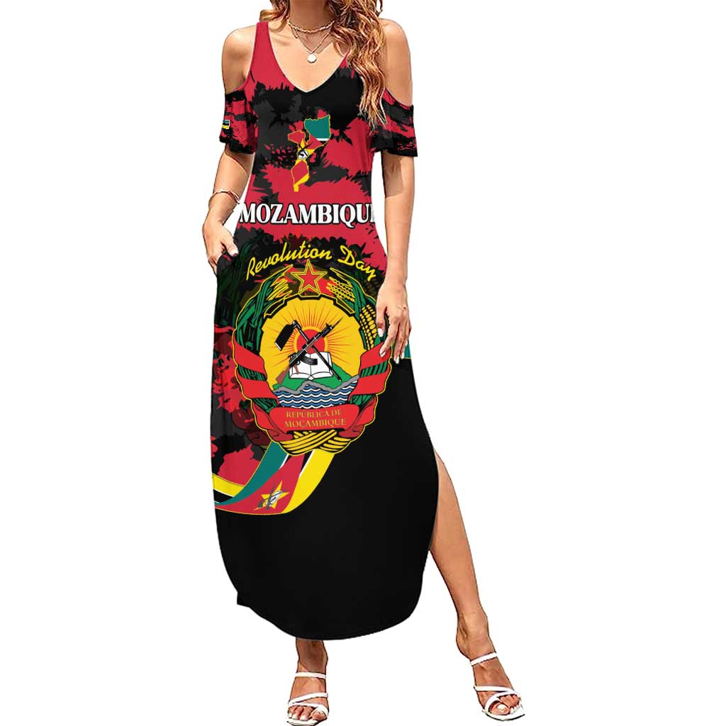 Personalized Mozambique Revolution Day Summer Maxi Dress Coat Of Arms FRELIMO - Wonder Print Shop