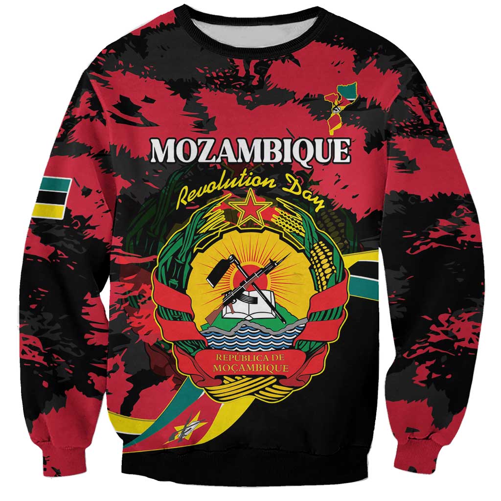 Personalized Mozambique Revolution Day Sweatshirt Coat Of Arms FRELIMO - Wonder Print Shop