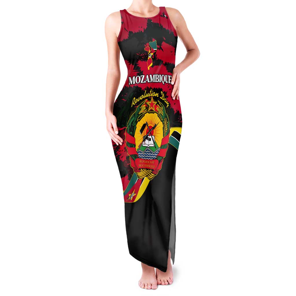 Personalized Mozambique Revolution Day Tank Maxi Dress Coat Of Arms FRELIMO - Wonder Print Shop