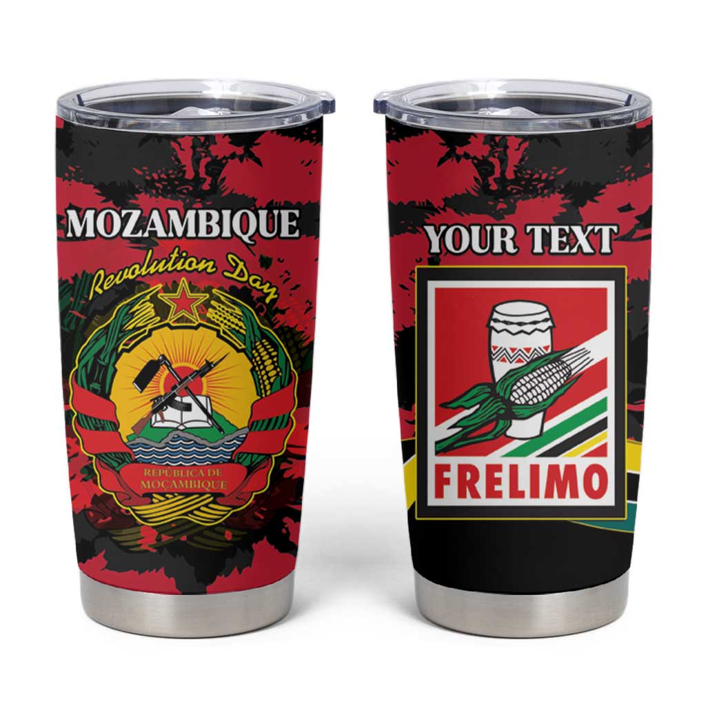 Personalized Mozambique Revolution Day Tumbler Cup Coat Of Arms FRELIMO - Wonder Print Shop