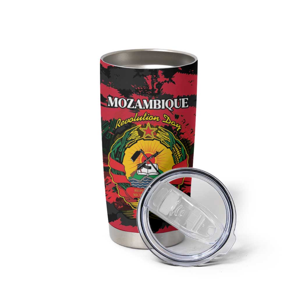 Personalized Mozambique Revolution Day Tumbler Cup Coat Of Arms FRELIMO - Wonder Print Shop