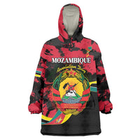 Personalized Mozambique Revolution Day Wearable Blanket Hoodie Coat Of Arms FRELIMO - Wonder Print Shop
