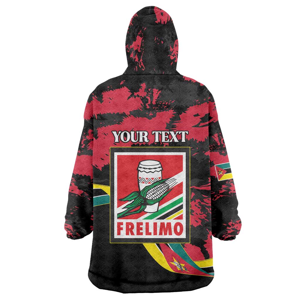 Personalized Mozambique Revolution Day Wearable Blanket Hoodie Coat Of Arms FRELIMO - Wonder Print Shop