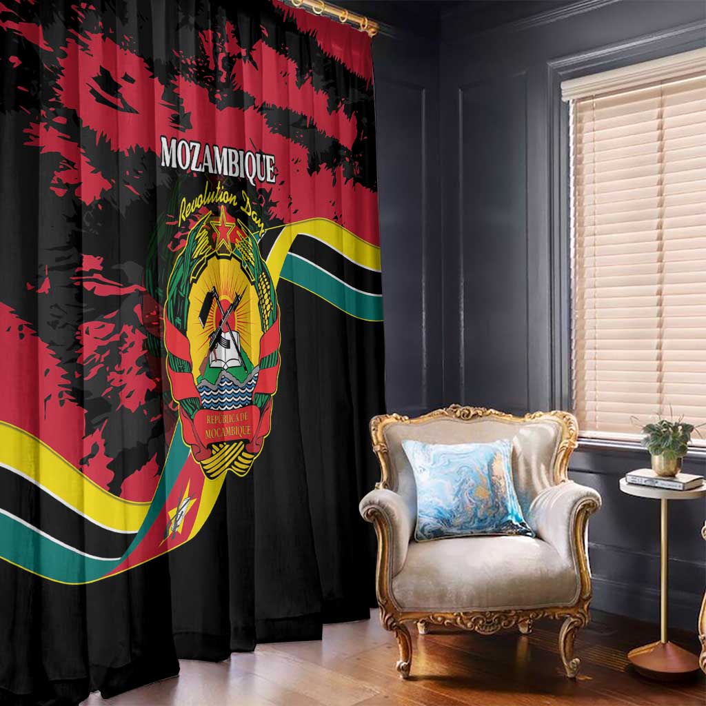 Mozambique Revolution Day Window Curtain Coat Of Arms FRELIMO - Wonder Print Shop