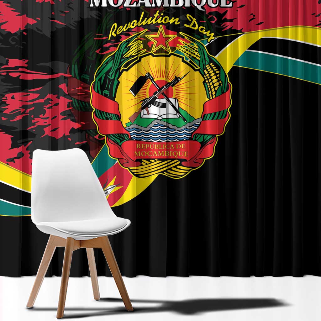 Mozambique Revolution Day Window Curtain Coat Of Arms FRELIMO - Wonder Print Shop