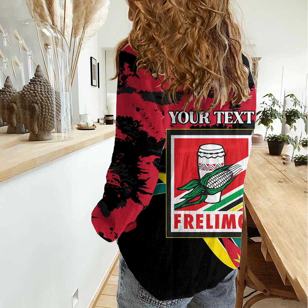 Personalized Mozambique Revolution Day Women Casual Shirt Coat Of Arms FRELIMO - Wonder Print Shop