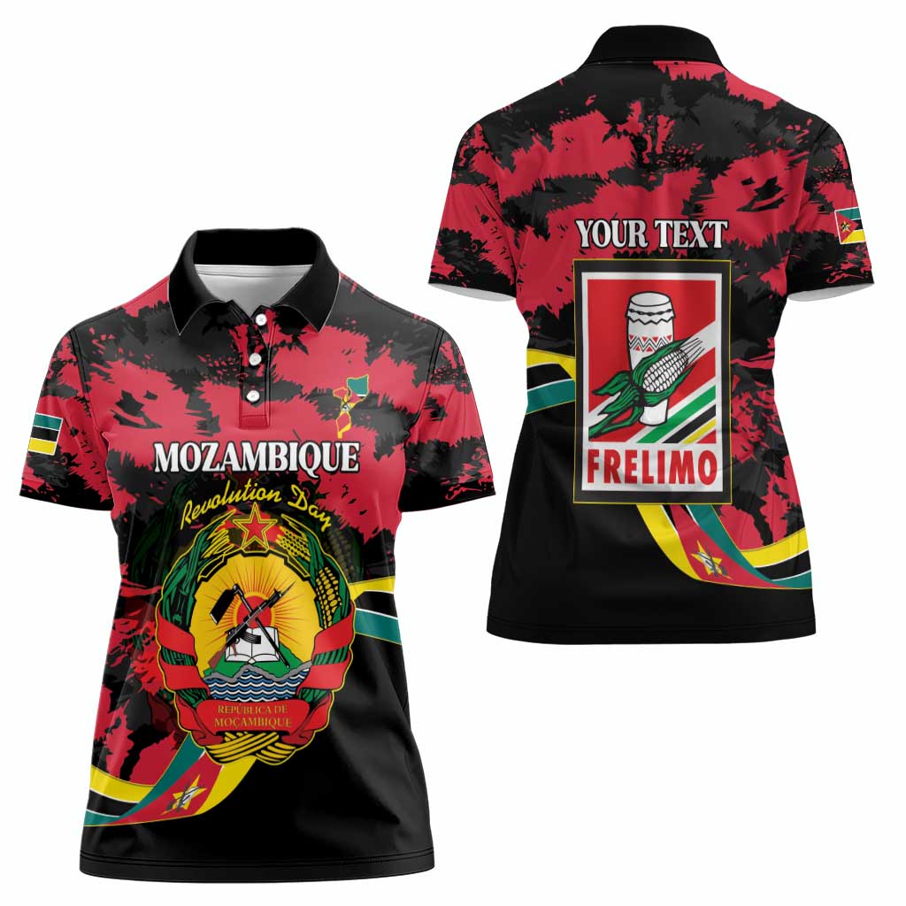 Personalized Mozambique Revolution Day Women Polo Shirt Coat Of Arms FRELIMO - Wonder Print Shop