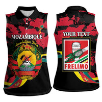 Personalized Mozambique Revolution Day Women Sleeveless Polo Shirt Coat Of Arms FRELIMO - Wonder Print Shop