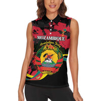 Personalized Mozambique Revolution Day Women Sleeveless Polo Shirt Coat Of Arms FRELIMO - Wonder Print Shop