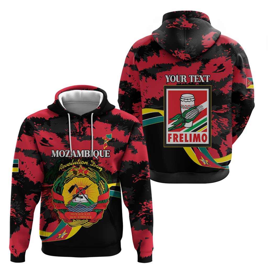 Personalized Mozambique Revolution Day Zip Hoodie Coat Of Arms FRELIMO - Wonder Print Shop