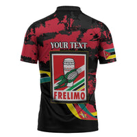 Personalized Mozambique Revolution Day Zipper Polo Shirt Coat Of Arms FRELIMO - Wonder Print Shop