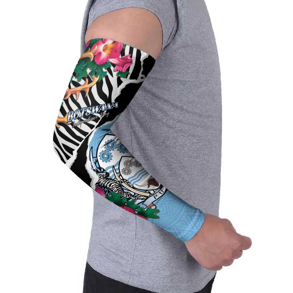 Personalized Botswana Independence Day Arm Sleeves Coat Of Arms Devils Claw - Wonder Print Shop