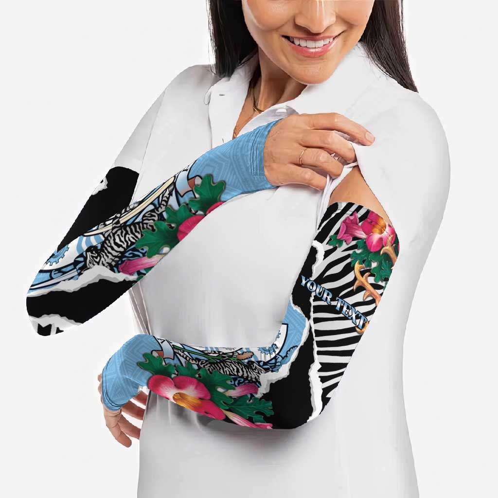 Personalized Botswana Independence Day Arm Sleeves Coat Of Arms Devils Claw - Wonder Print Shop