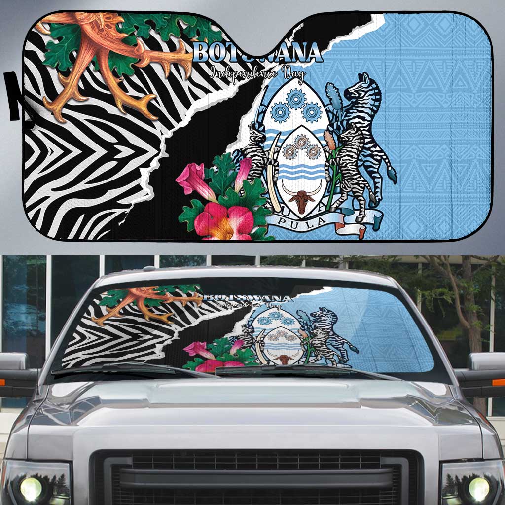 Botswana Independence Day Auto Sun Shade Coat Of Arms Devils Claw - Wonder Print Shop