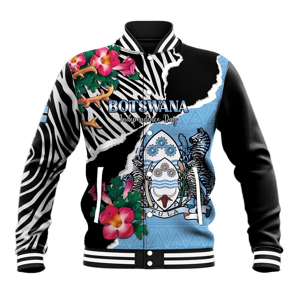 Personalized Botswana Independence Day Baseball Jacket Coat Of Arms Devils Claw - Wonder Print Shop