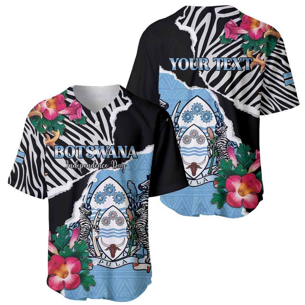 Personalized Botswana Independence Day Baseball Jersey Coat Of Arms Devils Claw - Wonder Print Shop