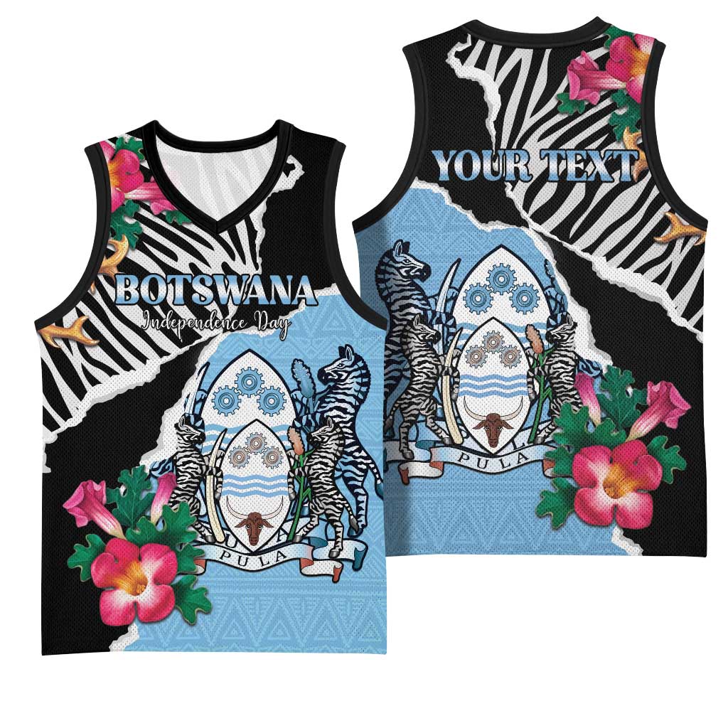 Personalized Botswana Independence Day Basketball Jersey Coat Of Arms Devils Claw - Wonder Print Shop