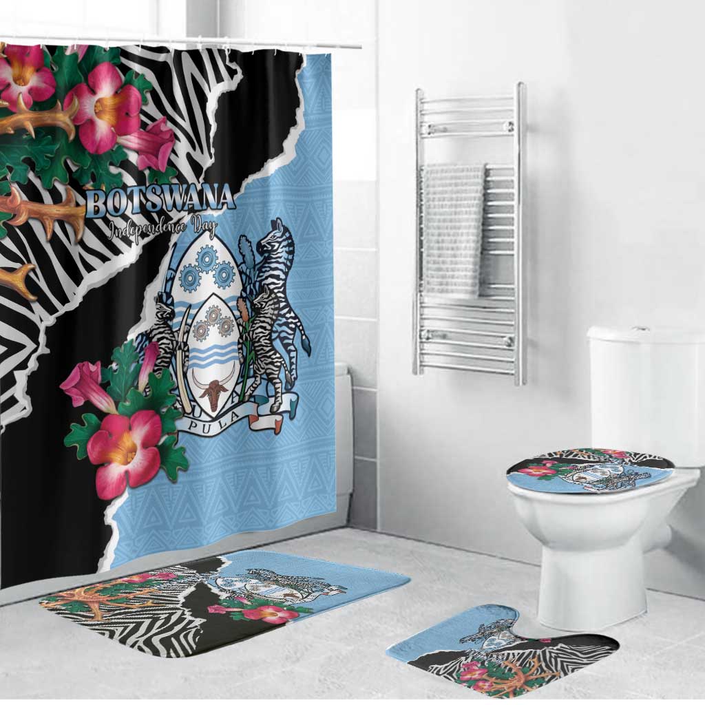 Botswana Independence Day Bathroom Set Coat Of Arms Devils Claw - Wonder Print Shop