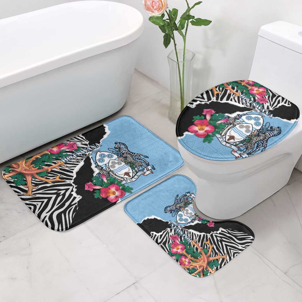 Botswana Independence Day Bathroom Set Coat Of Arms Devils Claw - Wonder Print Shop