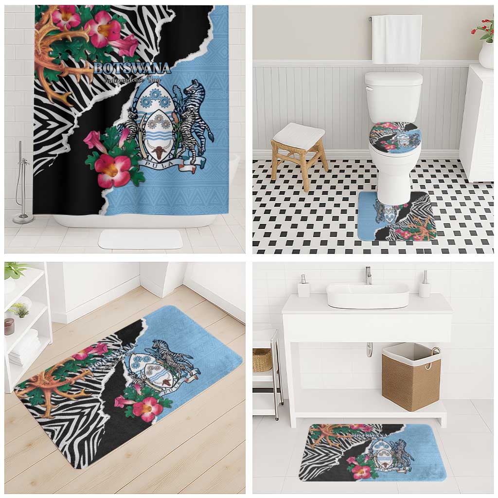 Botswana Independence Day Bathroom Set Coat Of Arms Devils Claw - Wonder Print Shop