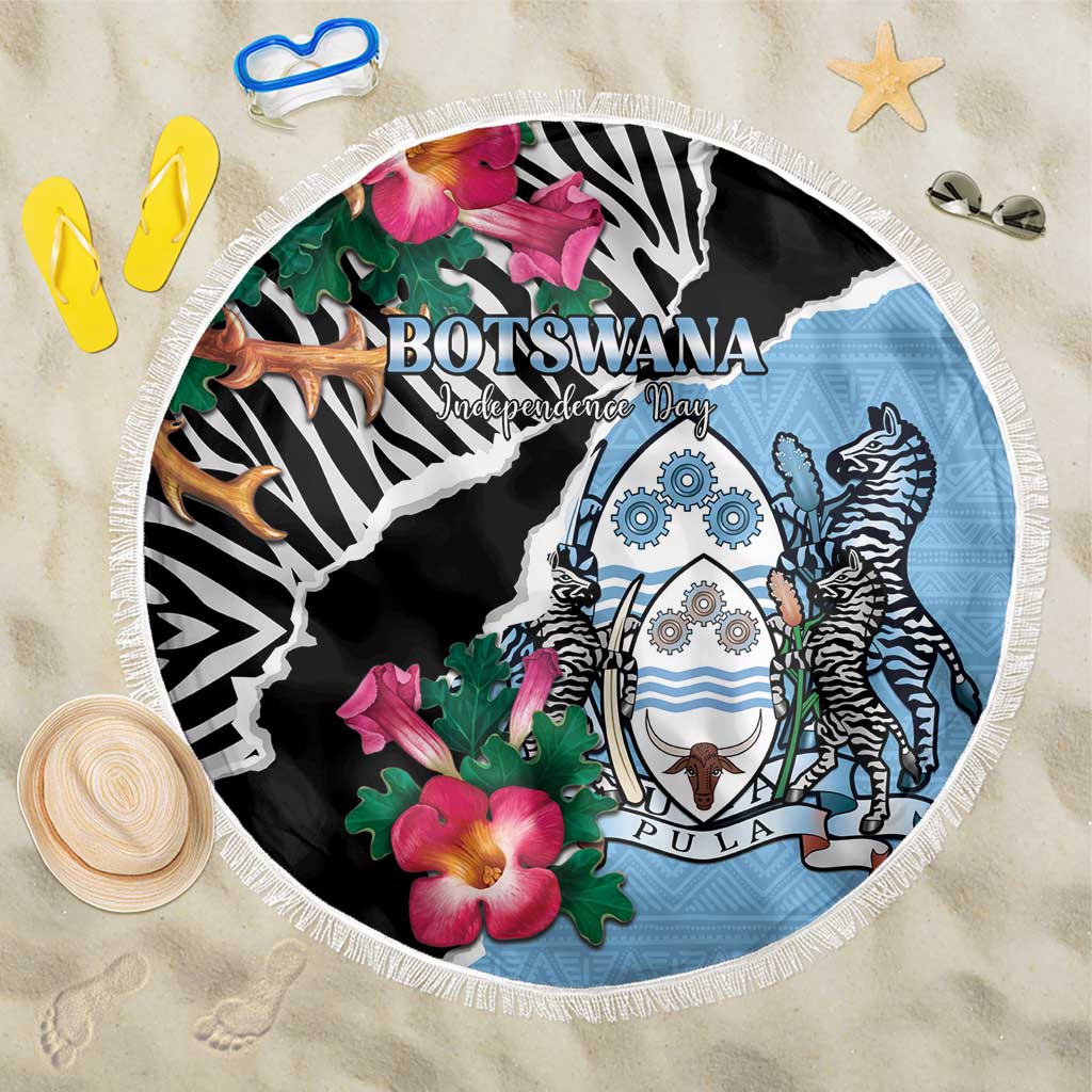 Botswana Independence Day Beach Blanket Coat Of Arms Devils Claw - Wonder Print Shop