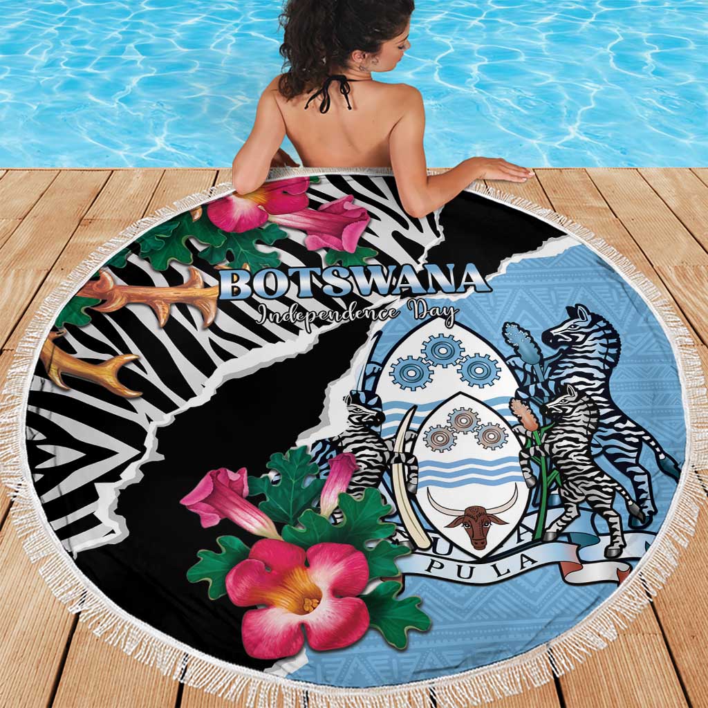 Botswana Independence Day Beach Blanket Coat Of Arms Devils Claw - Wonder Print Shop