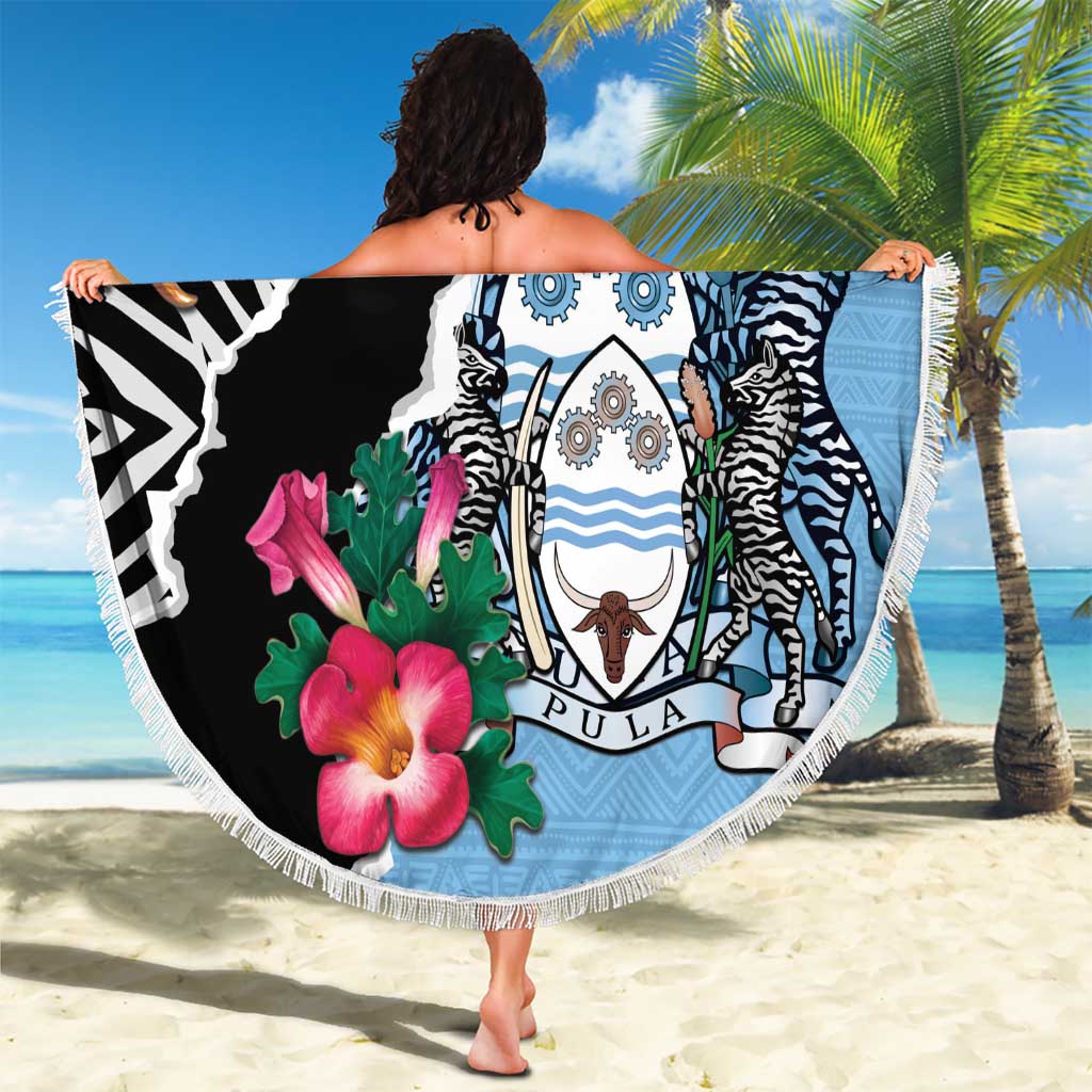 Botswana Independence Day Beach Blanket Coat Of Arms Devils Claw - Wonder Print Shop