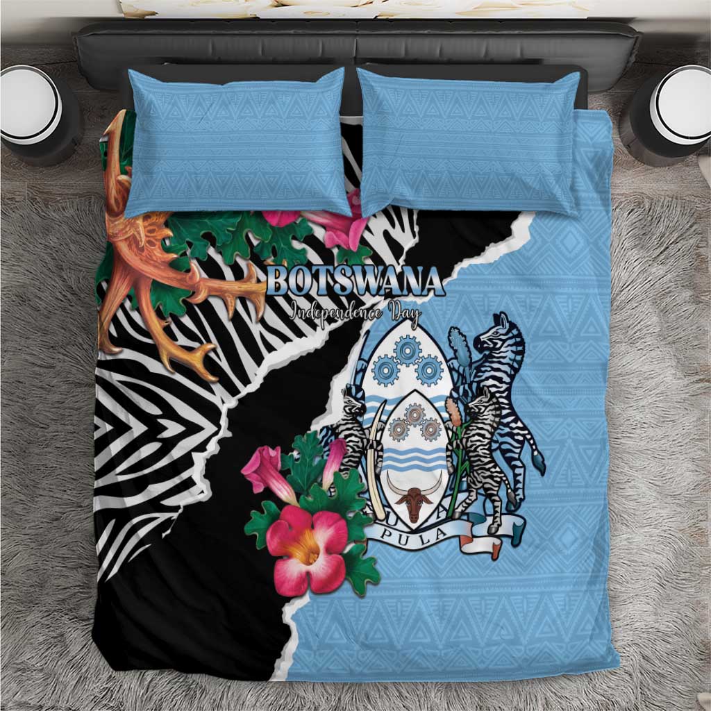 Botswana Independence Day Bedding Set Coat Of Arms Devils Claw - Wonder Print Shop