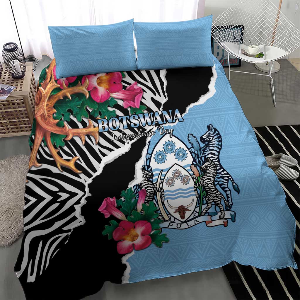 Botswana Independence Day Bedding Set Coat Of Arms Devils Claw - Wonder Print Shop