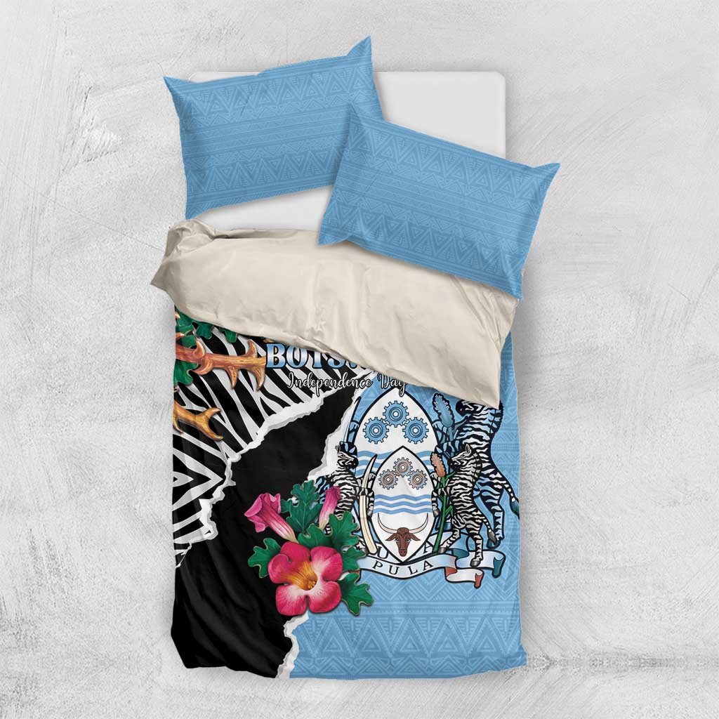 Botswana Independence Day Bedding Set Coat Of Arms Devils Claw - Wonder Print Shop
