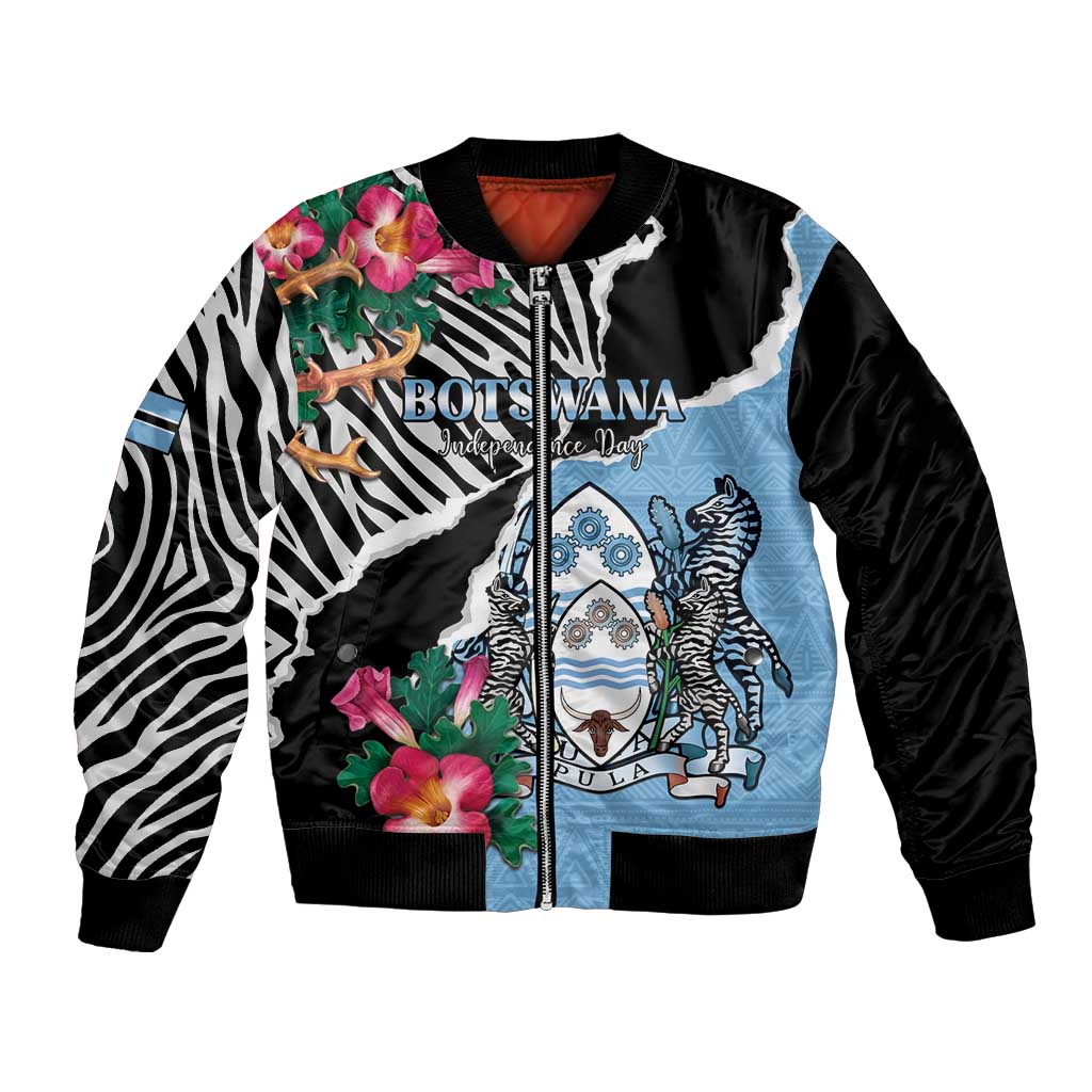 Personalized Botswana Independence Day Bomber Jacket Coat Of Arms Devils Claw - Wonder Print Shop