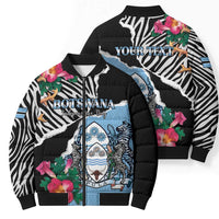 Personalized Botswana Independence Day Bomber Puffer Jacket Coat Of Arms Devils Claw - Wonder Print Shop