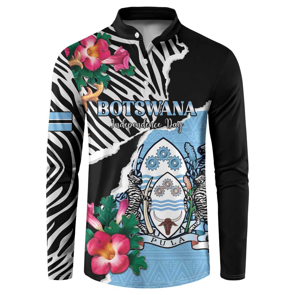 Personalized Botswana Independence Day Button Sweatshirt Coat Of Arms Devils Claw - Wonder Print Shop