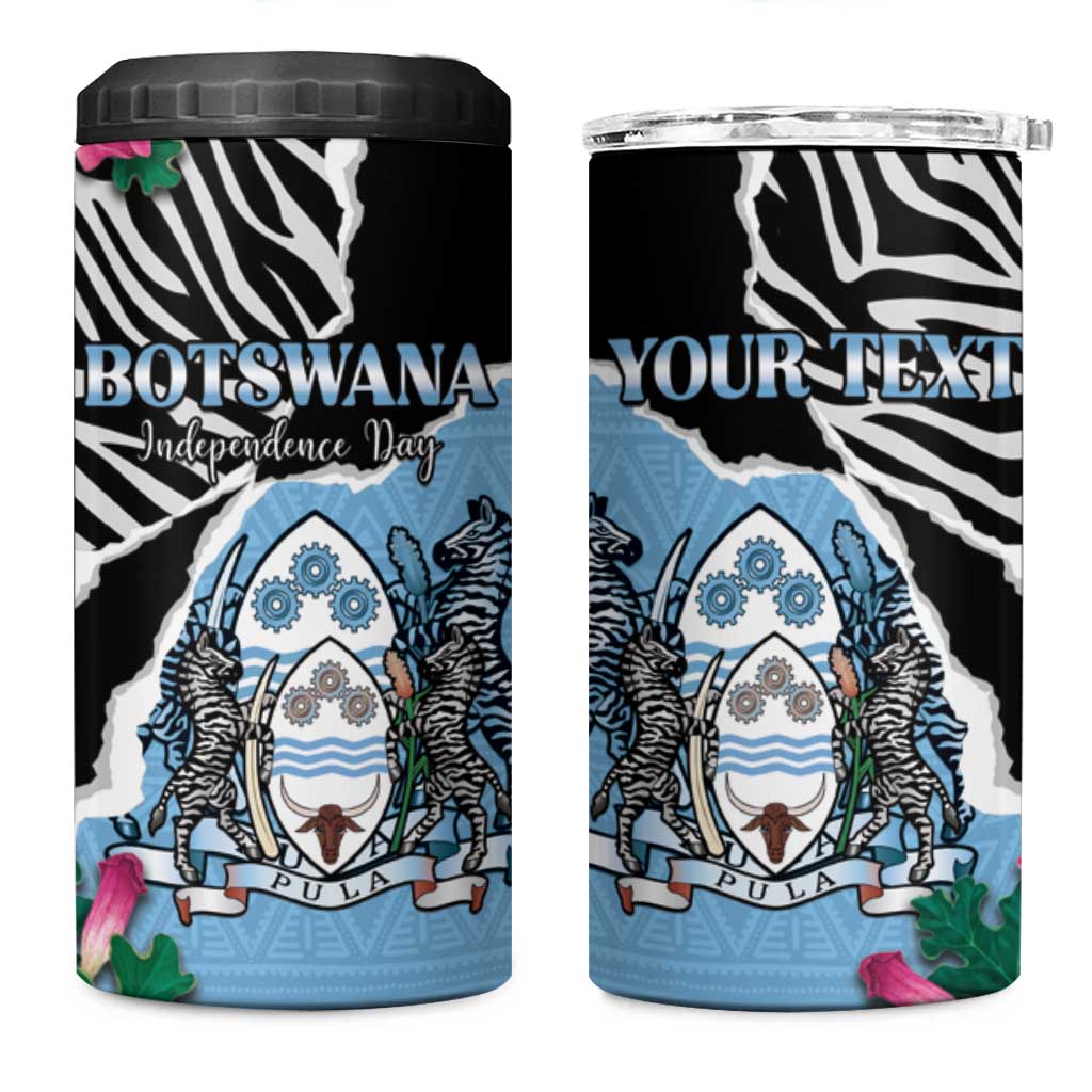 Personalized Botswana Independence Day 4 in 1 Can Cooler Tumbler Coat Of Arms Devils Claw - Wonder Print Shop
