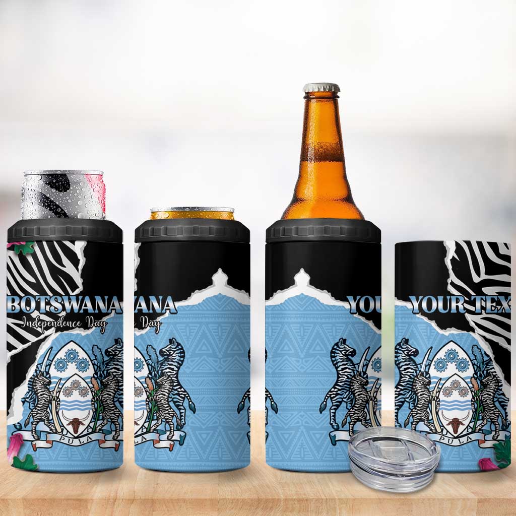 Personalized Botswana Independence Day 4 in 1 Can Cooler Tumbler Coat Of Arms Devils Claw - Wonder Print Shop
