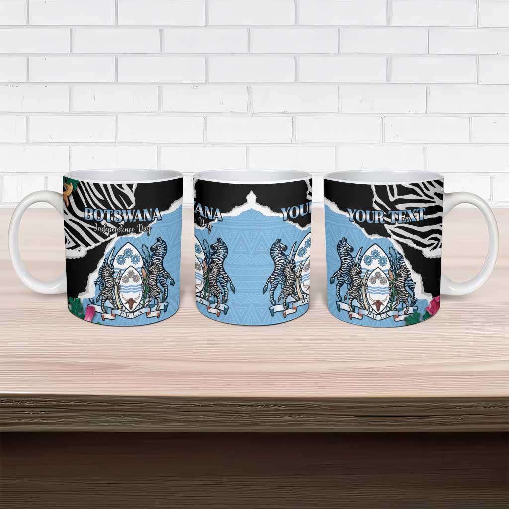 Personalized Botswana Independence Day Ceramic Mug Coat Of Arms Devils Claw - Wonder Print Shop