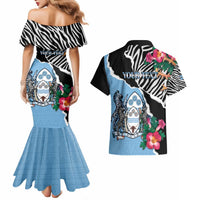 Personalized Botswana Independence Day Couples Matching Mermaid Dress and Hawaiian Shirt Coat Of Arms Devils Claw - Wonder Print Shop