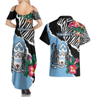 Personalized Botswana Independence Day Couples Matching Summer Maxi Dress and Hawaiian Shirt Coat Of Arms Devils Claw - Wonder Print Shop