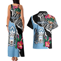 Personalized Botswana Independence Day Couples Matching Tank Maxi Dress and Hawaiian Shirt Coat Of Arms Devils Claw - Wonder Print Shop