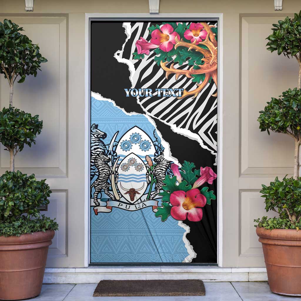 Personalized Botswana Independence Day Door Cover Coat Of Arms Devils Claw - Wonder Print Shop