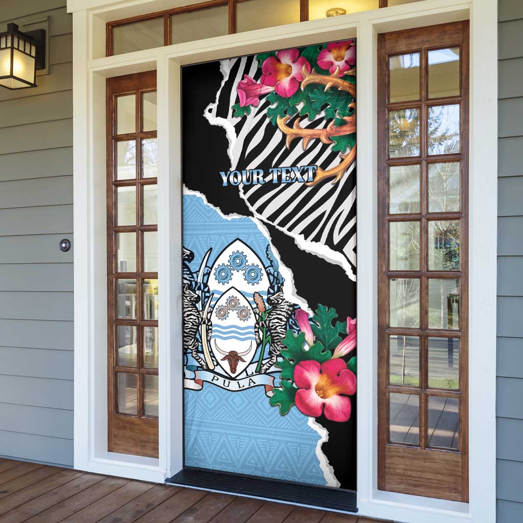 Personalized Botswana Independence Day Door Cover Coat Of Arms Devils Claw - Wonder Print Shop
