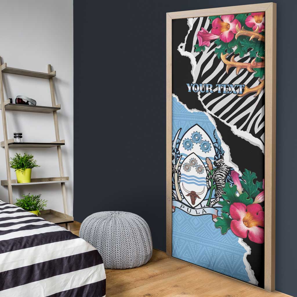 Personalized Botswana Independence Day Door Cover Coat Of Arms Devils Claw - Wonder Print Shop