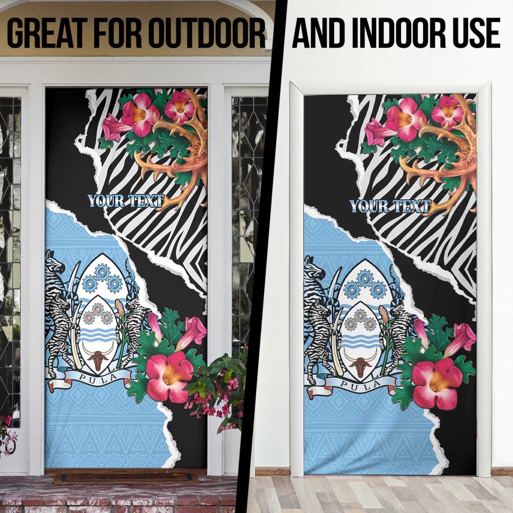 Personalized Botswana Independence Day Door Cover Coat Of Arms Devils Claw - Wonder Print Shop