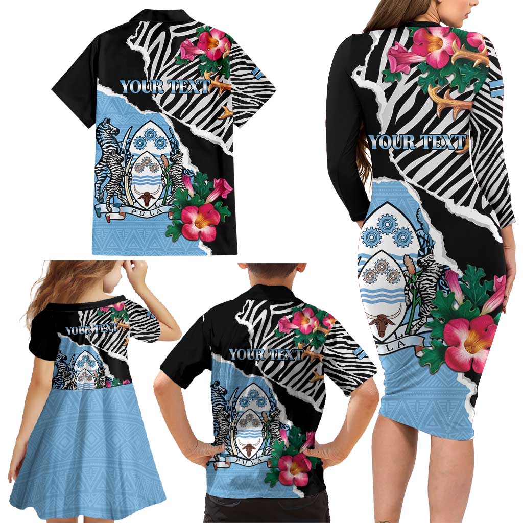Personalized Botswana Independence Day Family Matching Long Sleeve Bodycon Dress and Hawaiian Shirt Coat Of Arms Devils Claw - Wonder Print Shop
